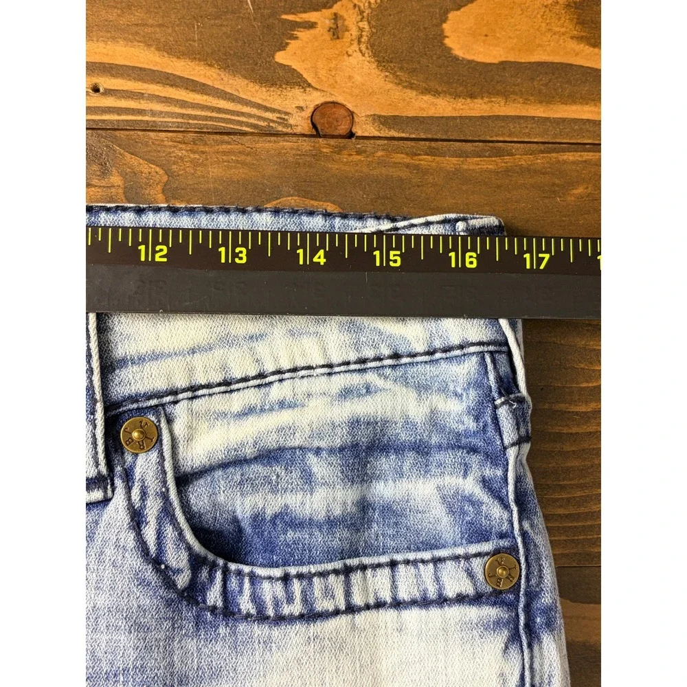 True Religion Rocco Relaxed Skinny Jeans Mend 33 Blue Acid Wash Denim